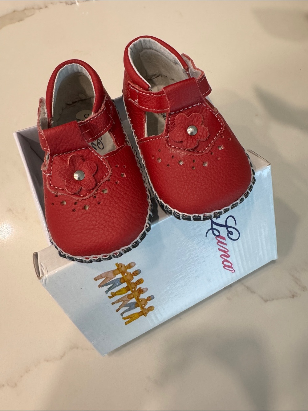Red Baby Mary Jane Walker Shoes with Flower Accent